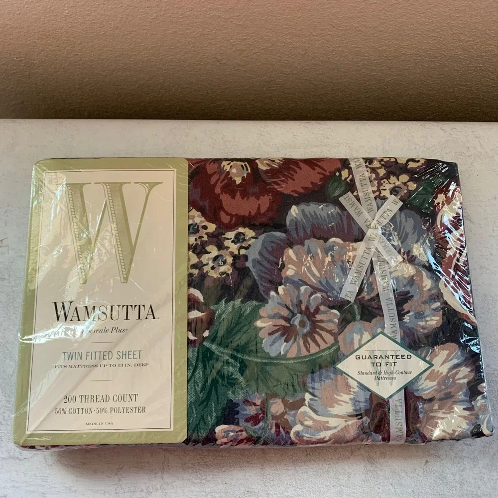 Wamsutta Twin Fitted Sheet Tyler Garden Floral Multicolor 200TC Made in USA